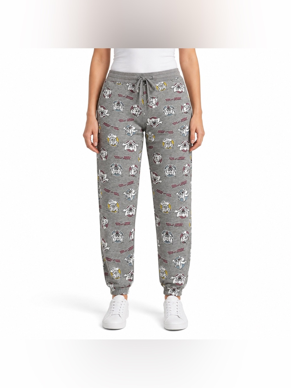 Tom and Jerry Gray Allover Print Jogger Sweatpants Women’s Medium